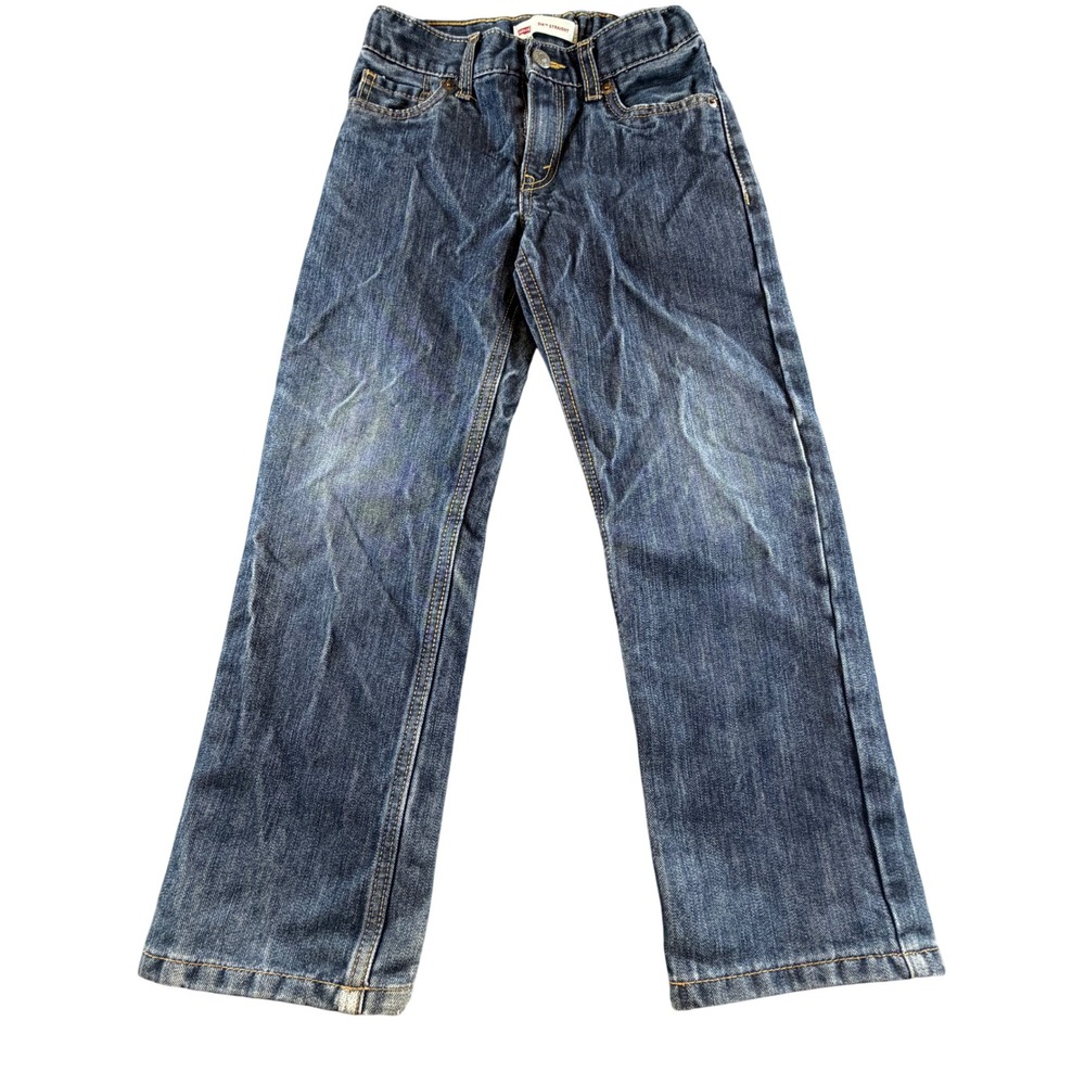 Levis 514 Straight Leg Jeans Boys Size 7X Reg Dark Wash Adjustable Waist 1360
